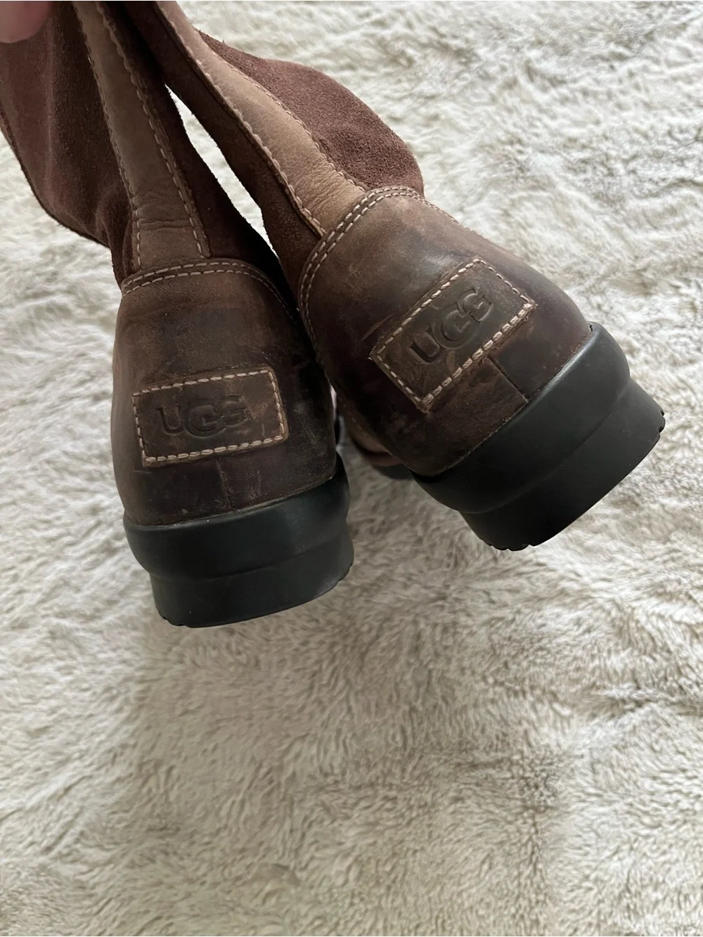UGG Zarina Brown Suede & Leather Waterproof - Sheepskin Blend Lining Boots